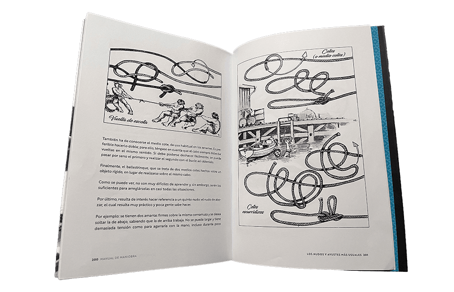 Ilustración de Titouan Lamazou para el capítulo Los nudos y ayustes más usuales.