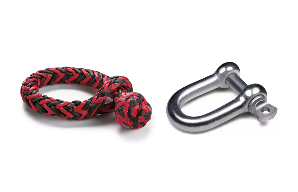 Grillete textil o salvachía de botón comparado con grillete metálico.